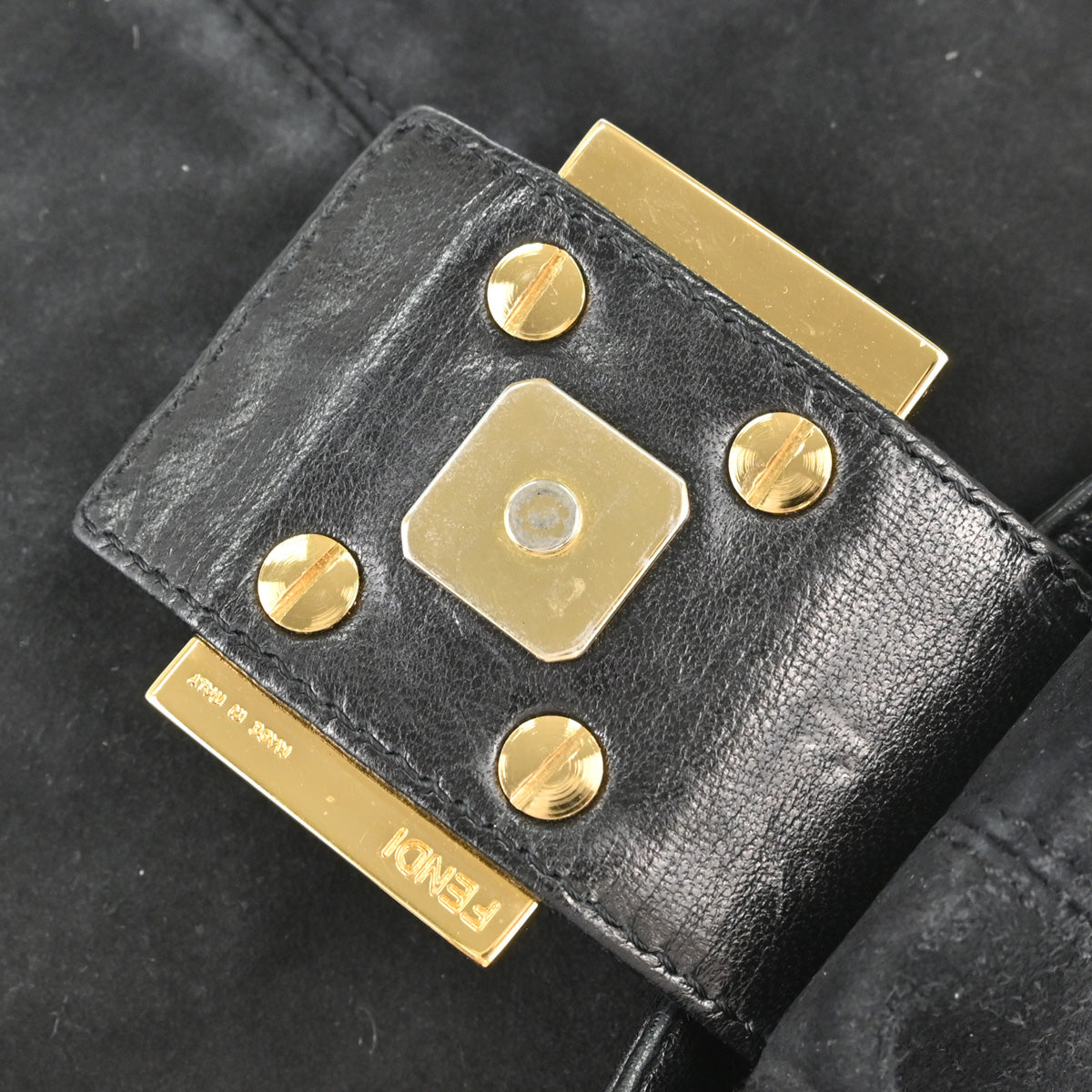 Fendi Black Suede Baguette Handbag
