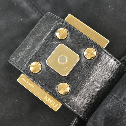 Fendi Black Suede Baguette Handbag