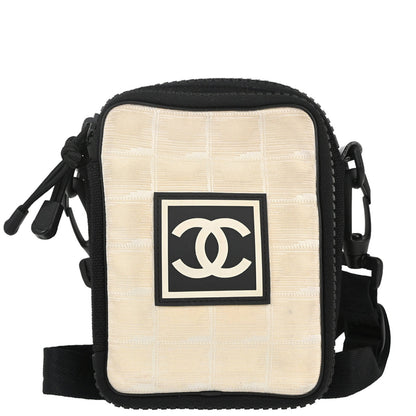 Chanel White Jacquard Nylon Travel Line Shoulder Bag