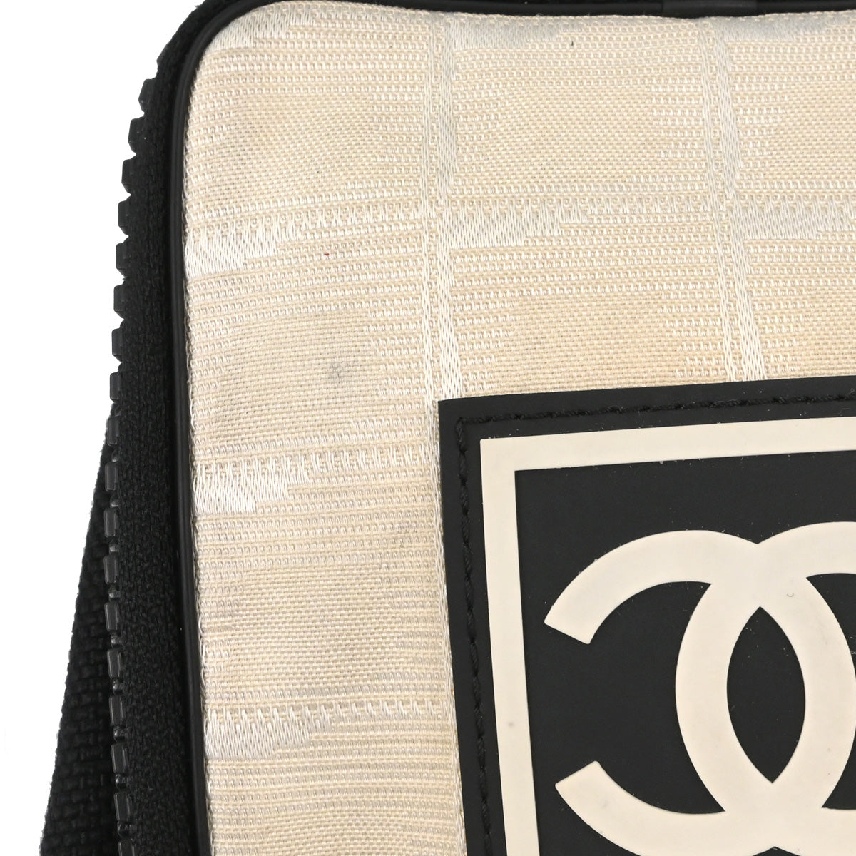 Chanel White Jacquard Nylon Travel Line Shoulder Bag