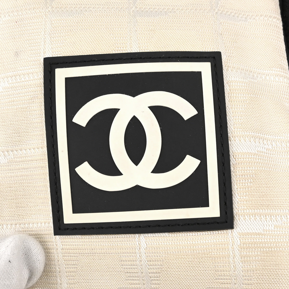 Chanel White Jacquard Nylon Travel Line Shoulder Bag