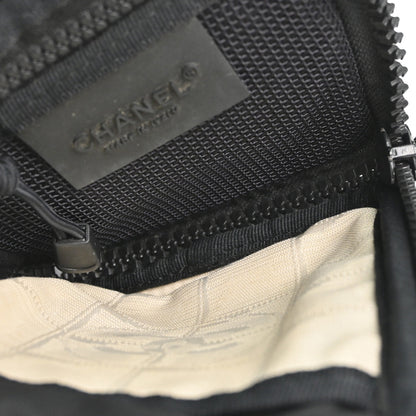 Chanel White Jacquard Nylon Travel Line Shoulder Bag