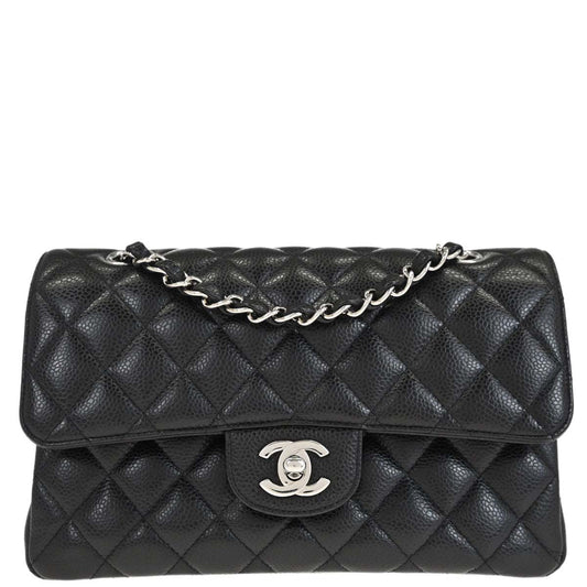 Chanel 2019 Black Caviar Skin Small Classic Double Flap Shoulder Bag