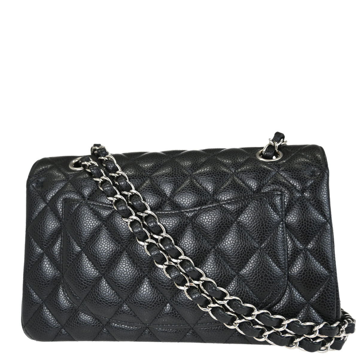 Chanel 2019 Black Caviar Skin Small Classic Double Flap Shoulder Bag