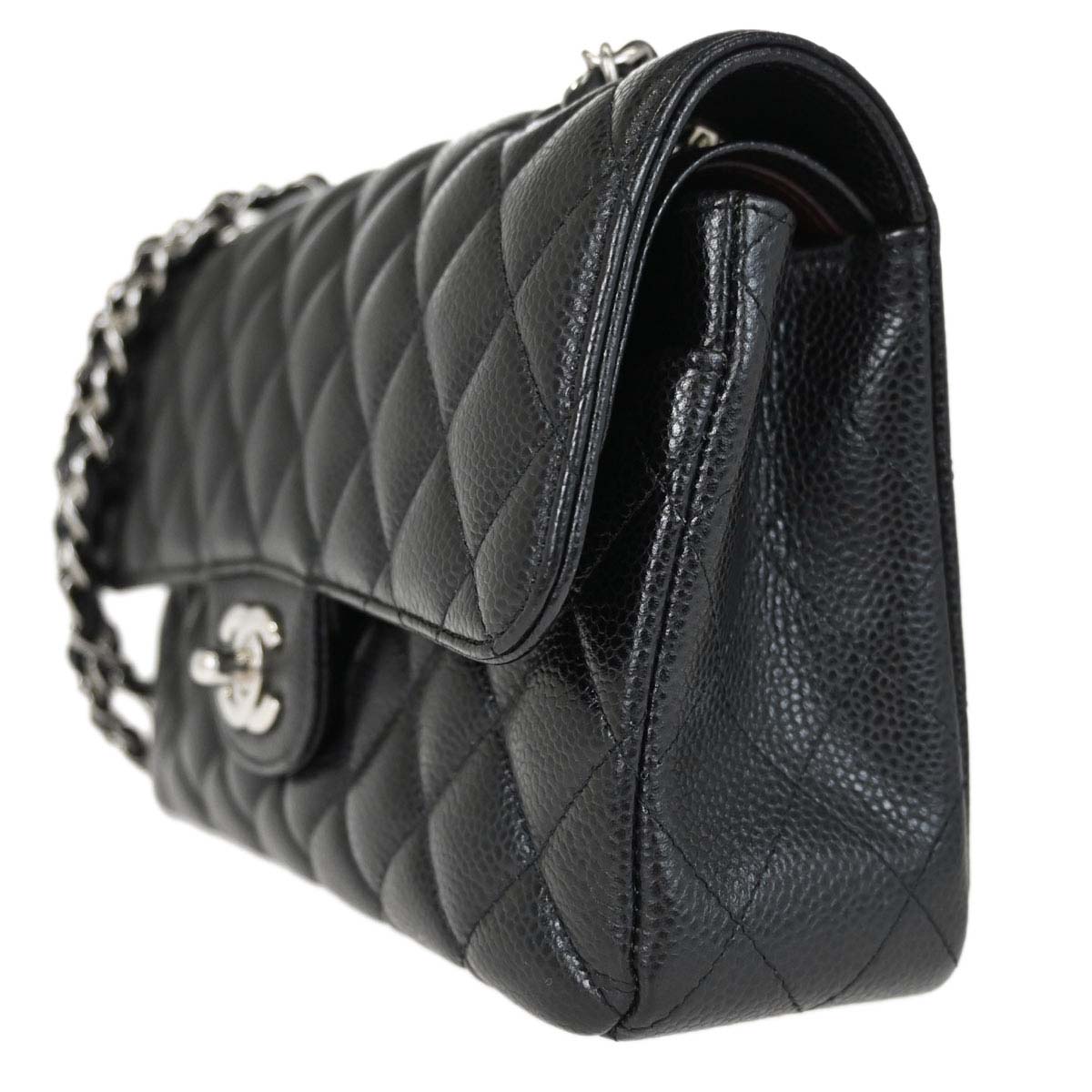 Chanel 2019 Black Caviar Skin Small Classic Double Flap Shoulder Bag