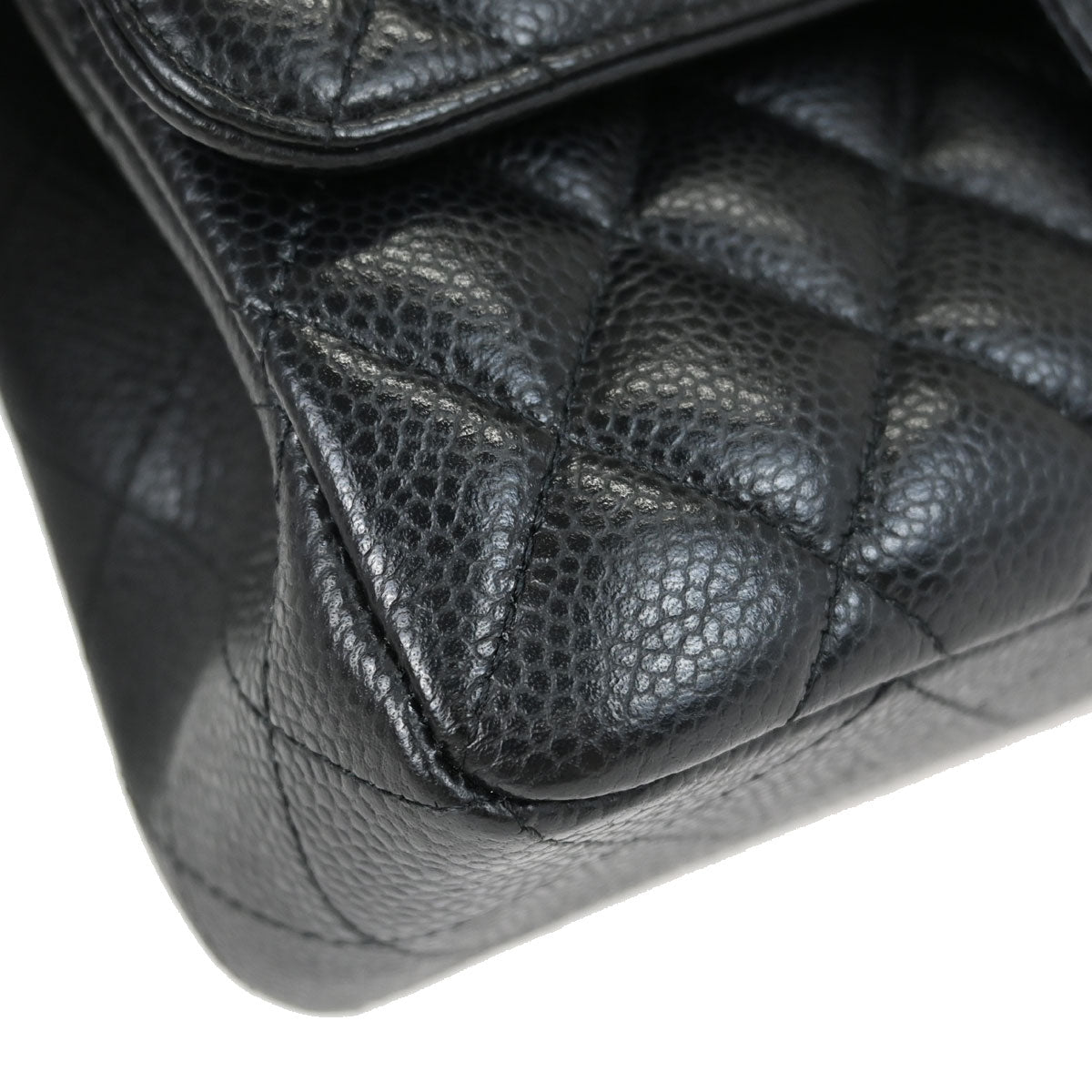 Chanel 2019 Black Caviar Skin Small Classic Double Flap Shoulder Bag