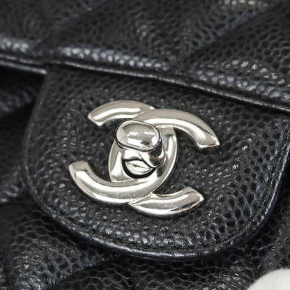Chanel 2019 Black Caviar Skin Small Classic Double Flap Shoulder Bag