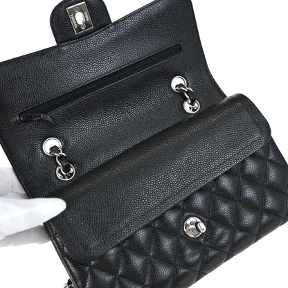Chanel 2019 Black Caviar Skin Small Classic Double Flap Shoulder Bag