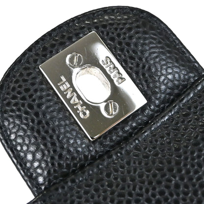 Chanel 2019 Black Caviar Skin Small Classic Double Flap Shoulder Bag