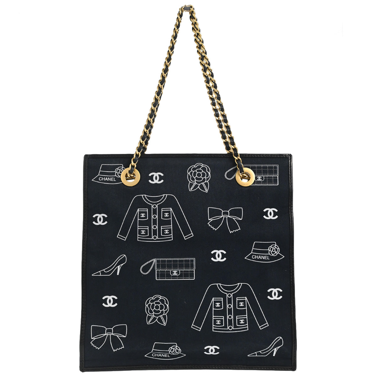 Chanel Navy Canvas Icon Tote Handbag