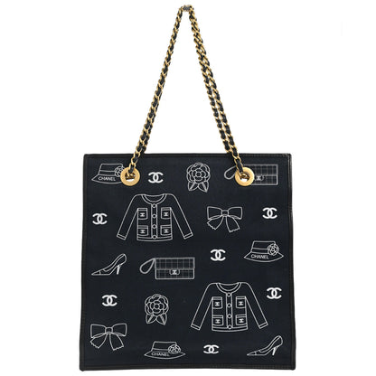 Chanel Navy Canvas Icon Tote Handbag