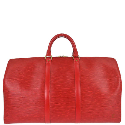 Louis Vuitton Red Epi Keepall 50 Travel Handbag M42967
