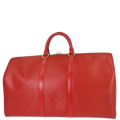 Louis Vuitton Red Epi Keepall 50 Travel Handbag M42967