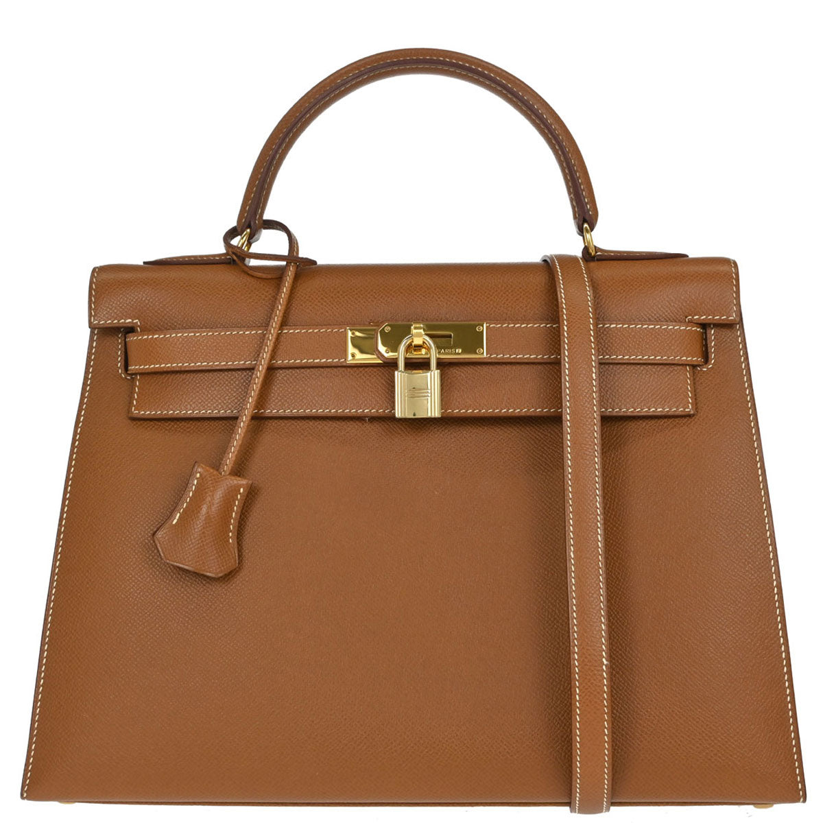 Hermes Gold Courchevel Kelly 32 Sellier 2way Shoulder Handbag