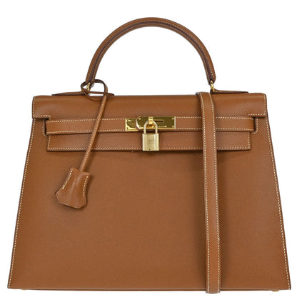 Hermes Gold Courchevel Kelly 32 Sellier 2way Shoulder Handbag