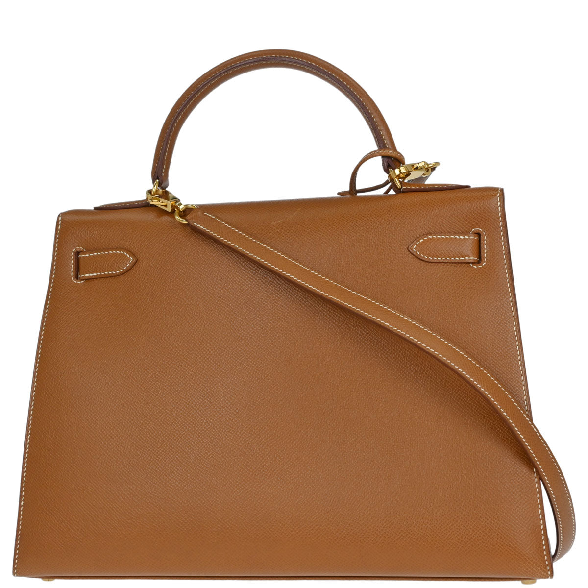 Hermes Gold Courchevel Kelly 32 Sellier 2way Shoulder Handbag