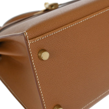 Hermes Gold Courchevel Kelly 32 Sellier 2way Shoulder Handbag