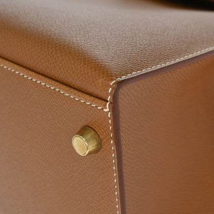 Hermes Gold Courchevel Kelly 32 Sellier 2way Shoulder Handbag