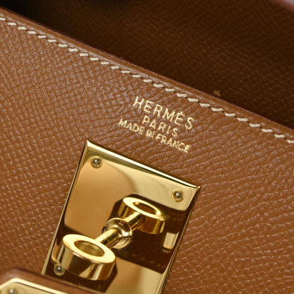 Hermes Gold Courchevel Kelly 32 Sellier 2way Shoulder Handbag