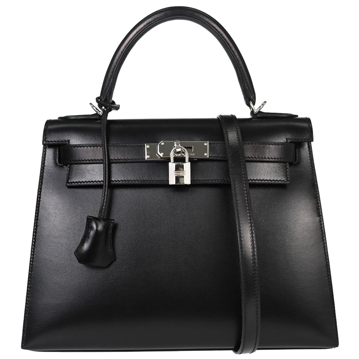 Hermes Black Box Calf Kelly 28 Sellier 2way Shoulder Handbag