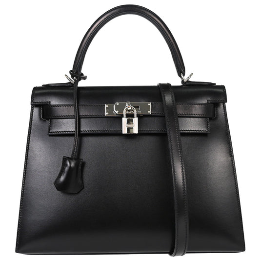 Hermes Black Box Calf Kelly 28 Sellier 2way Shoulder Handbag