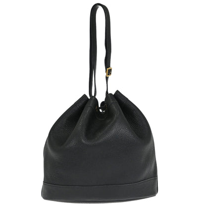 Hermes Black Buffle Skipper Market GM Bucket Shoulder Bag