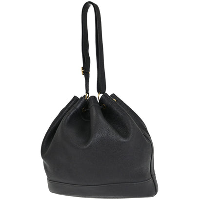 Hermes Black Buffle Skipper Market GM Bucket Shoulder Bag