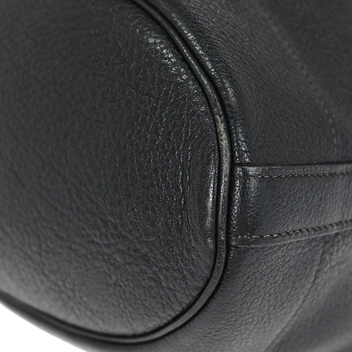 Hermes Black Buffle Skipper Market GM Bucket Shoulder Bag