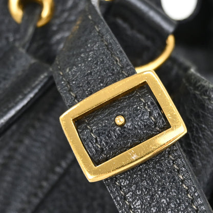 Hermes Black Buffle Skipper Market GM Bucket Shoulder Bag