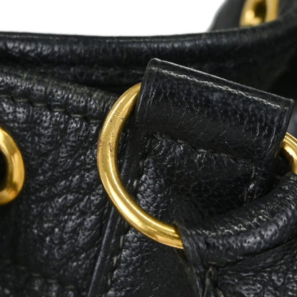 Hermes Black Buffle Skipper Market GM Bucket Shoulder Bag