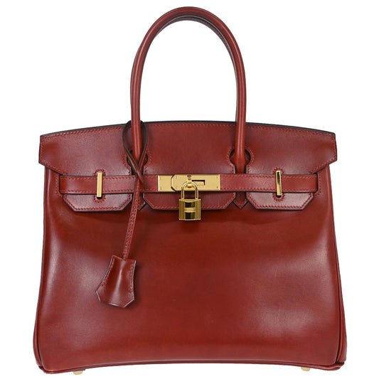 Hermes Rouge H Box Calf Birkin 30 Handbag