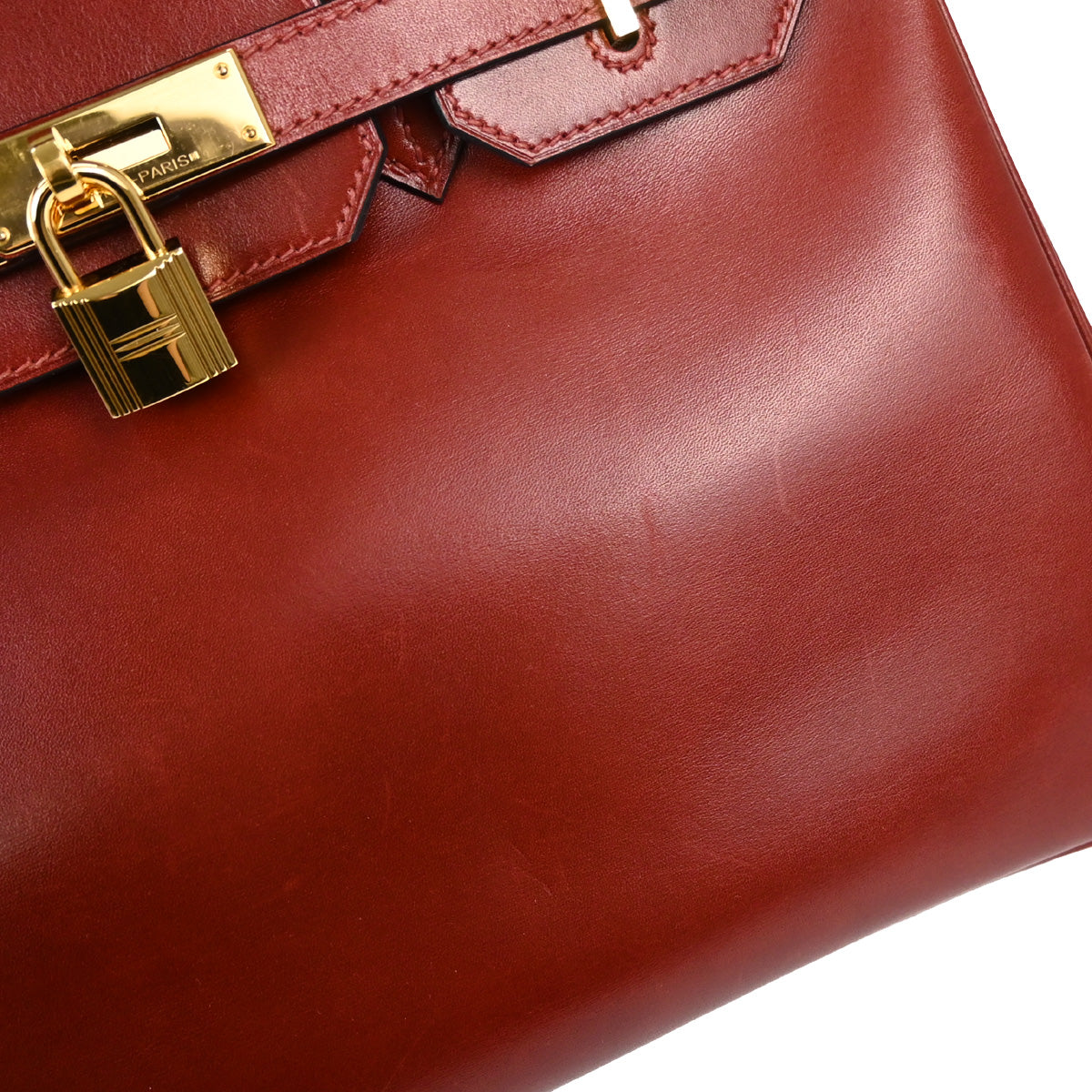 Hermes Rouge H Box Calf Birkin 30 Handbag