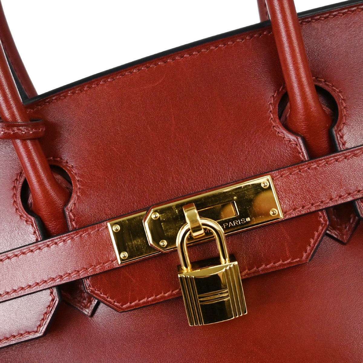Hermes Rouge H Box Calf Birkin 30 Handbag