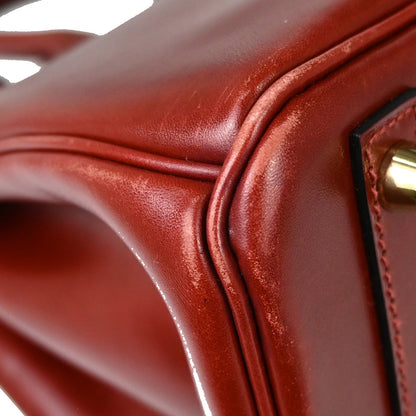 Hermes Rouge H Box Calf Birkin 30 Handbag