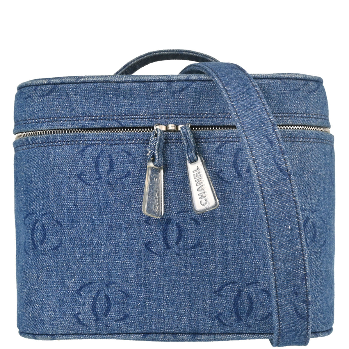Chanel Blue Denim Vanity 2way Shoulder Handbag
