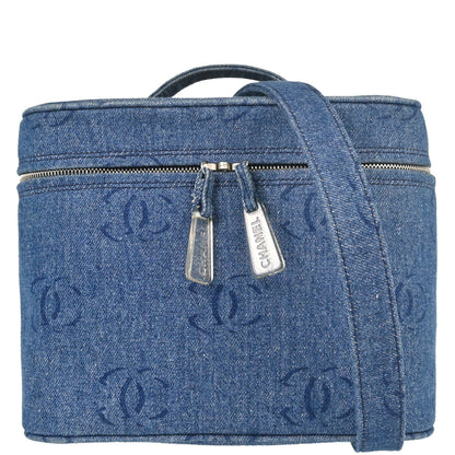Chanel Blue Denim Vanity 2way Shoulder Handbag