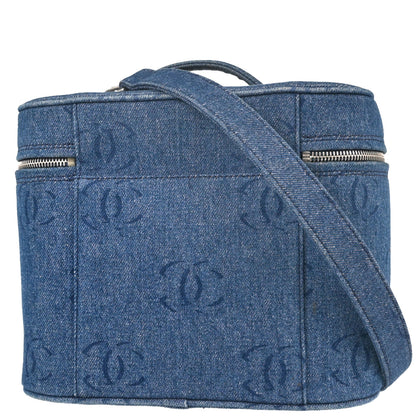 Chanel Blue Denim Vanity 2way Shoulder Handbag