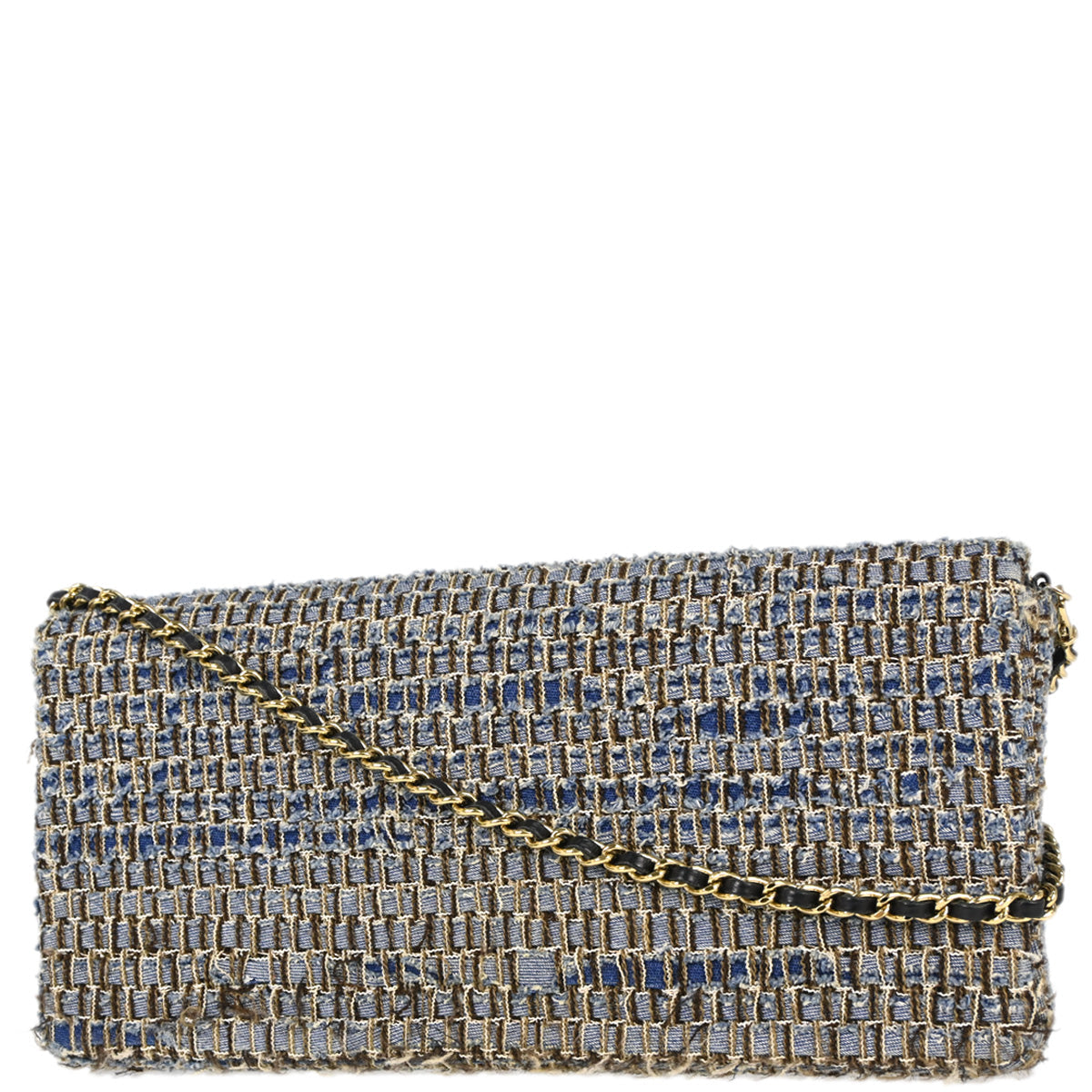 Chanel Blue Tweed East West Shoulder Bag