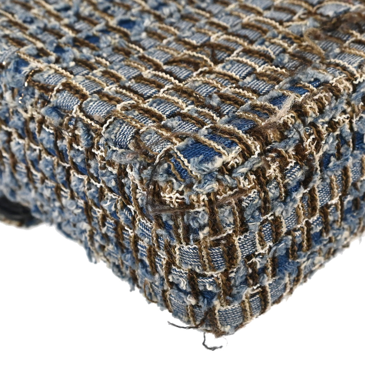 Chanel Blue Tweed East West Shoulder Bag