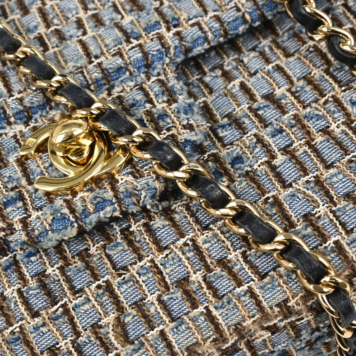 Chanel Blue Tweed East West Shoulder Bag