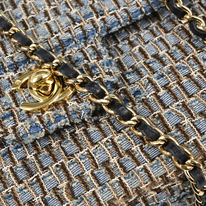 Chanel Blue Tweed East West Shoulder Bag