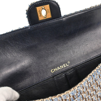 Chanel Blue Tweed East West Shoulder Bag