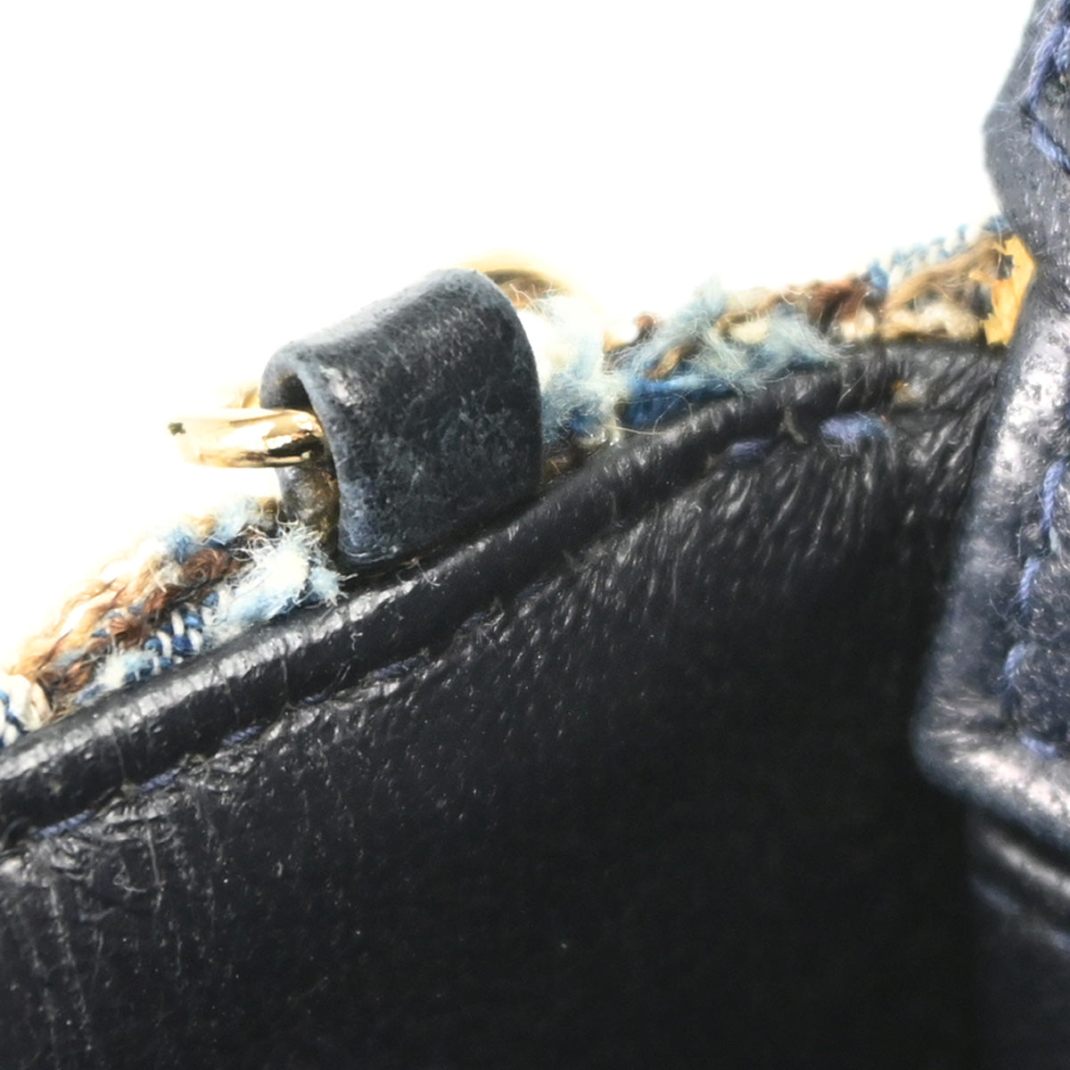 Chanel Blue Tweed East West Shoulder Bag