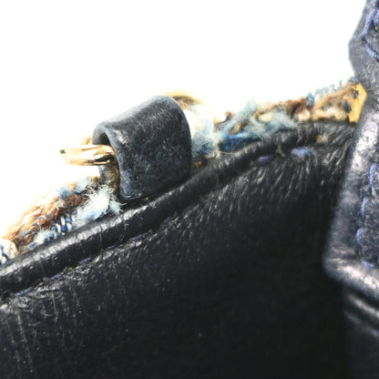 Chanel Blue Tweed East West Shoulder Bag