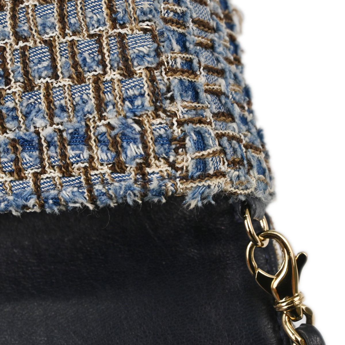 Chanel Blue Tweed East West Shoulder Bag