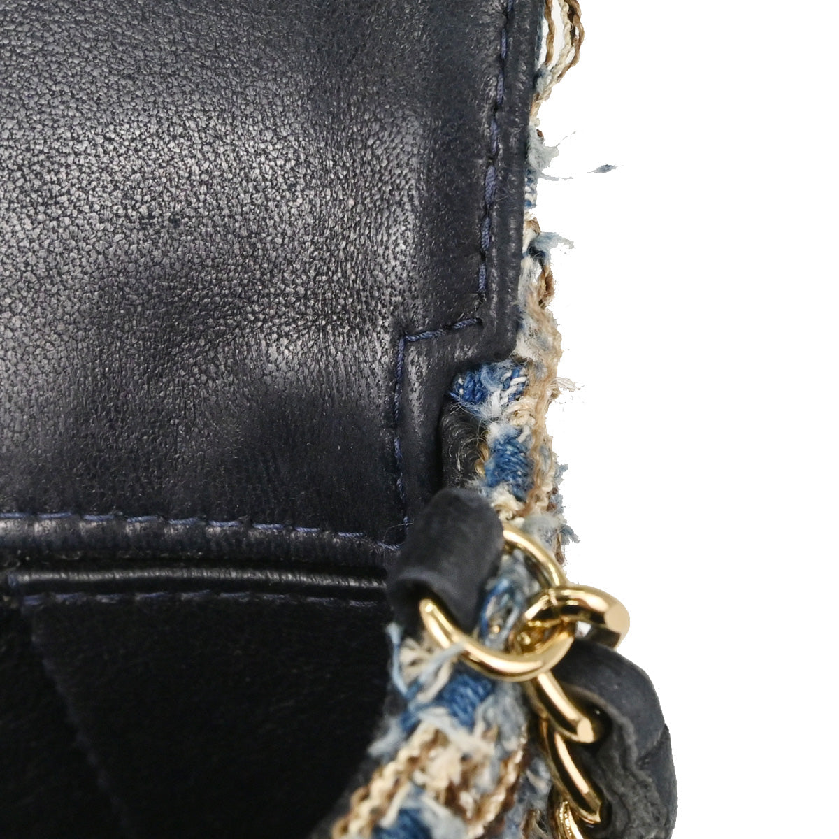 Chanel Blue Tweed East West Shoulder Bag