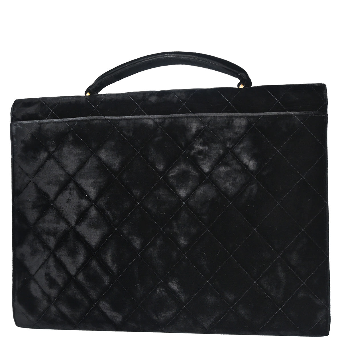 Chanel Black Velvet Briefcase Business Handbag