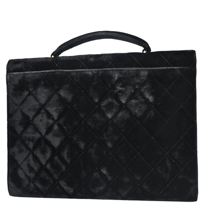 Chanel Black Velvet Briefcase Business Handbag