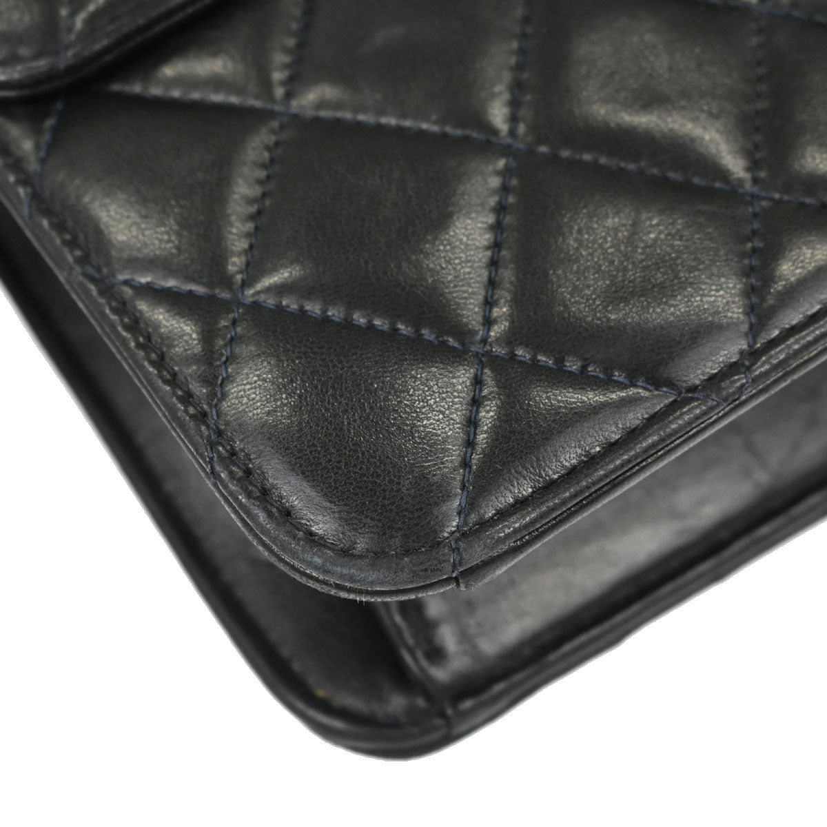 Chanel Black Lambskin Pushlock Small Half Flap Shoulder Bag