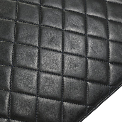 Chanel Black Lambskin Pushlock Small Half Flap Shoulder Bag